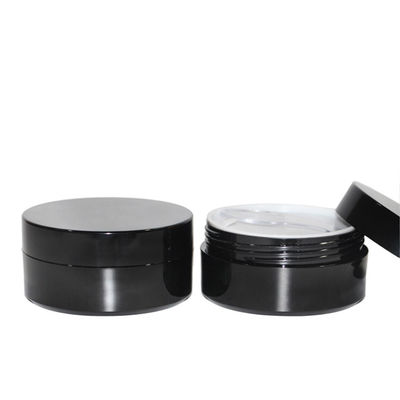 Gläser des Kunststoffgehäuse-100g, skincare, das schwarze Haustier-Gläser mit Kappe verpackt