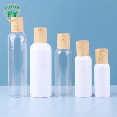 Transparente HAUSTIER 100ml Plastikpumpflaschen mit Wasser-Transferdruck-Holz-Art